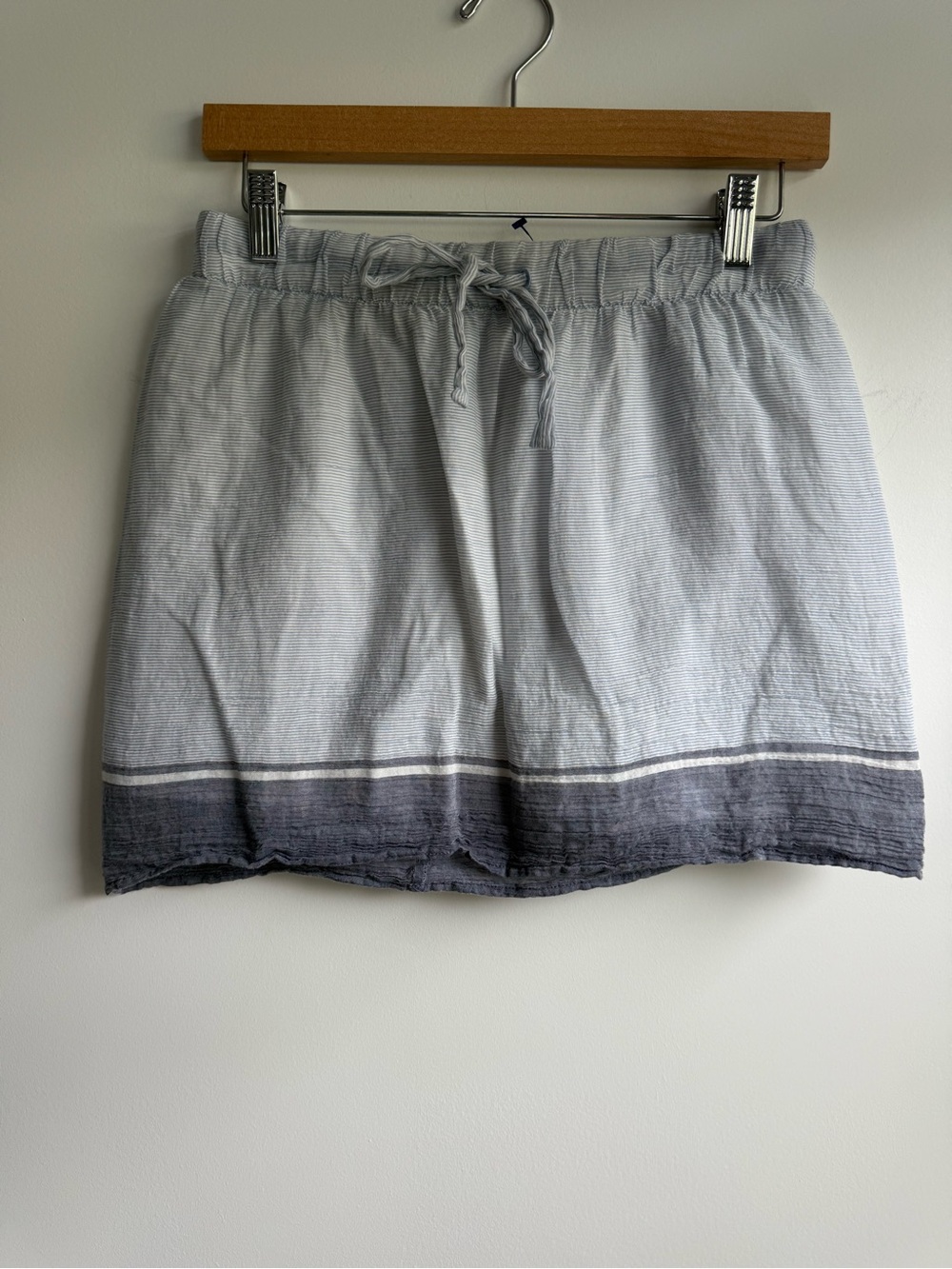 J. Crew Light Gray Drawstring Skirt with Dark Gray Hem